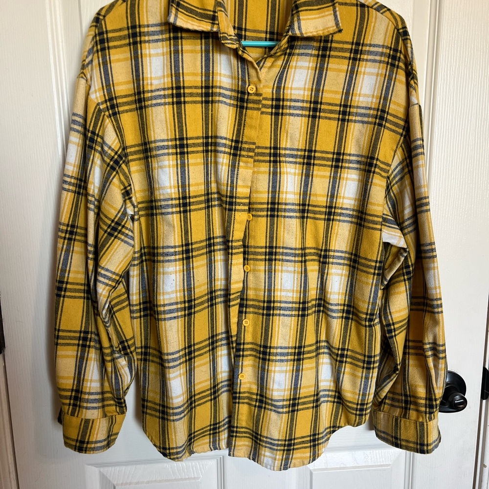 SHEIN Yellow and Black Plaid Shirt